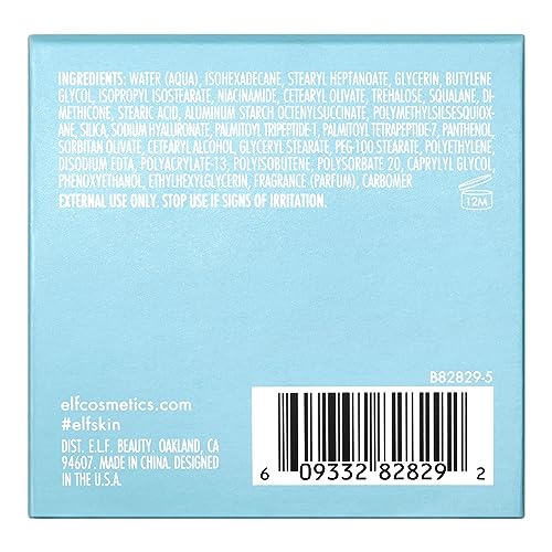 e.l.f. SKIN Holy Hydration! Face Cream, Smooth, Non-Greasy, Lightweight, Nourishing, Moisturises, Softens, Absorbs Quickly, Suitable For All Skin Types