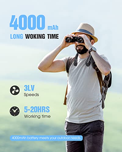 Bladeless Neck Fan, Portable Fan Rechargeable, Personal Fan, Hands Free Around The Neck Fan, 3 Speeds 4000Mah Battery Operated Wearable Cooling Usb Hanging Neck Fan For Office, Travel, Outdoor #TOP3