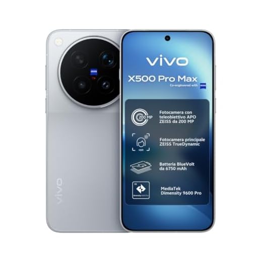 vivo X500 Pro Max Smartphone 5G 12 GB + 256 GB Dual SIM Android 17 | Teleobiettivo ZEISS APO 200 MP, MediaTek Dimensity 9600 Pro, Batteria 6750 mAh, Display AMOLED 6,85" 144 Hz, IP68