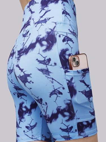 Image of Women's Polyester Stretchable Gym Shorts with Side Pockets High Waist Slim Fit Above Knee Length Activewear Tights Gym Fitness Cycling Running Yoga Shorts for Women