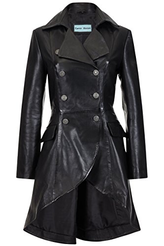 Edwardian Ladies Real Leather Jacket 100% Lambskin Back Lace Victorian Gothic Style Coat 34924