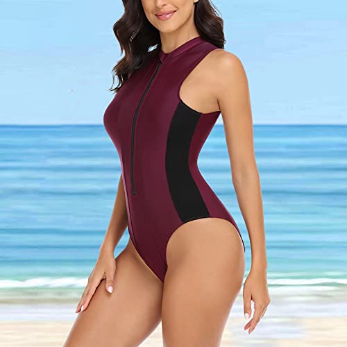 Maillot de bain rétro à fermeture éclair pour le surf femme