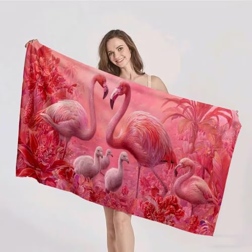 Duushuait Ręcznik plażowy z mikrofibry duży 60 x 120 cm czerwony ptak ręcznik gimnastyczny szybkoschnący antypiaskowy chłonny cienkie i kompaktowe ręczniki plażowe dla kobiet mężczyzn podróży pływanie