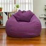 DOSYCOVUR Bean Bag Chairs Bean Bag Large Adults Gaming Bean Bag Chair Lazy Sofa Velvet Solid Color Massive Bean Bags Stretch Washable,Purple,100 * 120cm