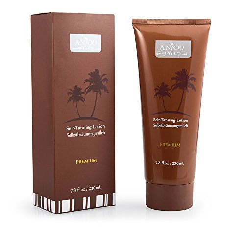 Self Tanner, Anjou Organic Natural Sunless Tanning Lotion for Bronzing and Golden Tan, Streak-Free Medium or Dark Gradual Tan for Body and Face (7.8 oz/230 ml)
