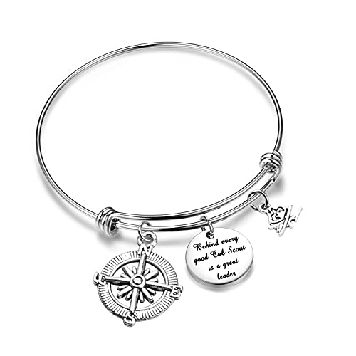 Image of Detailed Cub Scout Leader Charm Bracelet Boy Girl Scout Gifts Behind Every Good Cub Scout is A Great Leader