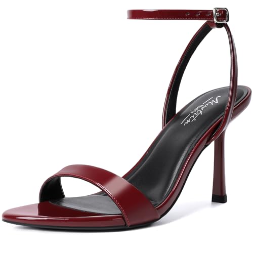 Mostrin Heels for Women Strappy Lace Up Ankle Strap Heels Pointed Open Toe Stiletto High Heeled Sandals for Prom, Party, Daily