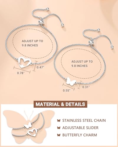 Matching Butterfly Bracelets Mom and Daughter Jewelry Valentines Christmas Birthday Gifts3