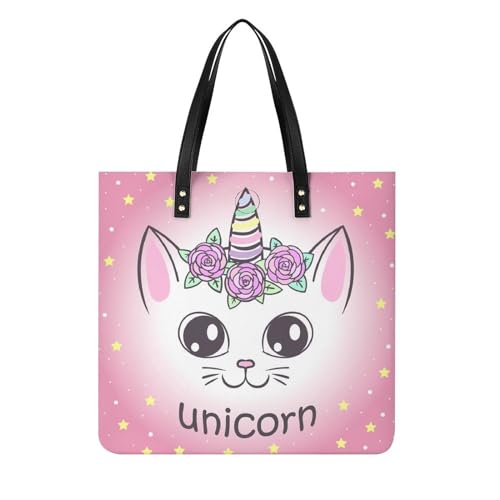 Sac à main licorne chat rose femmes grand sac à bandoulière et cabas de voyage