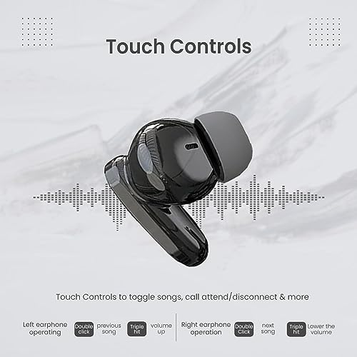 Image of VARNI Big-B Earbuds with 80Hrs Playtime,Touch Control, Lighting Fast Charging,IPX5 Bluetooth Headset (Shine Black)