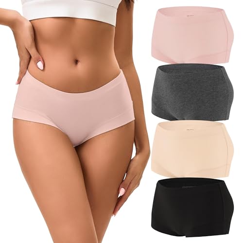 Image of INNERSY Women's Boyshorts Underwear Cotton Soft Boxer Briefs 4-Pack