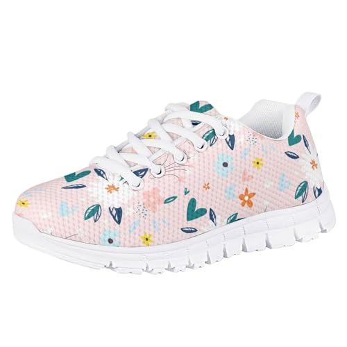 Girls' Sneakers Little Kids Breathable Soft Running Shoes Cute Sneaker for Teen Girls School Outdoor Sport Wear