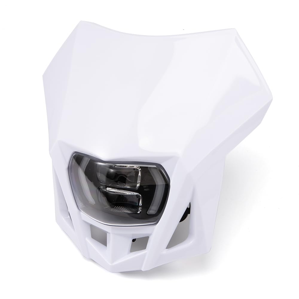 Faro anteriore universale a LED per moto con mascherina per KLX WR YZ XR CRF 150 230 250 450(Bianco)
