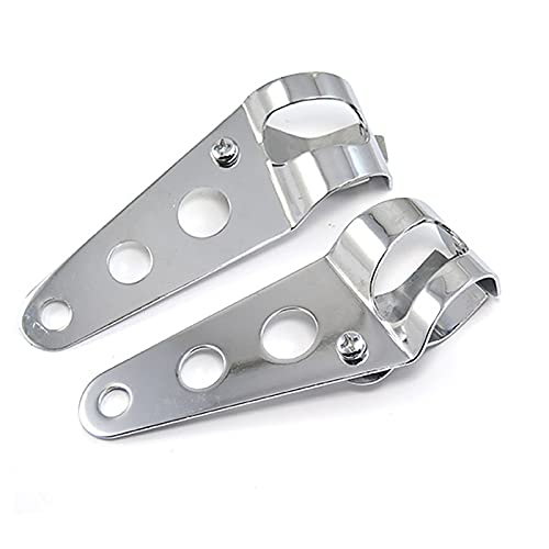Image of ANKIA Universal 33mm-43mm Metal Motorcycle Modified Headlight Mount Brackets Clamp Fork Ear for Motorcycle Chopper Cafe Racer (Silver)