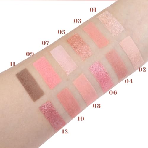 Image of SUAKE Nude Pink Eyeshadow Palette, Matte & Shimmer, High Pigmented 12 Colors Brown Purple Eye Shadow Primers for Eye Makeup, Korean Powder Palet de sombras de ojos