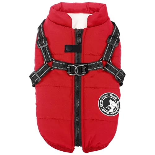 Gyuzh Dog Coat with Harness Puppy Coats Small Dog Harness Jacket Winter Waterproof Jackets for Smal Medium Large Dogs