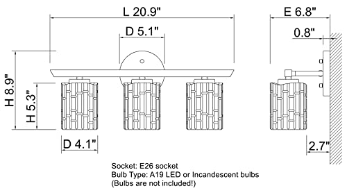 Alice House 21" Vanity Lights, 3 Light Wall Lighting, Brushed Brass Bathroom Lights Over Mirror, Contemporary Coastal Bathroom Lighting Al2218-W3 #TOP6