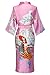 Women's Silky Kimono Robes Long Satin Bathrobes Sleepwear Loungewear Pink