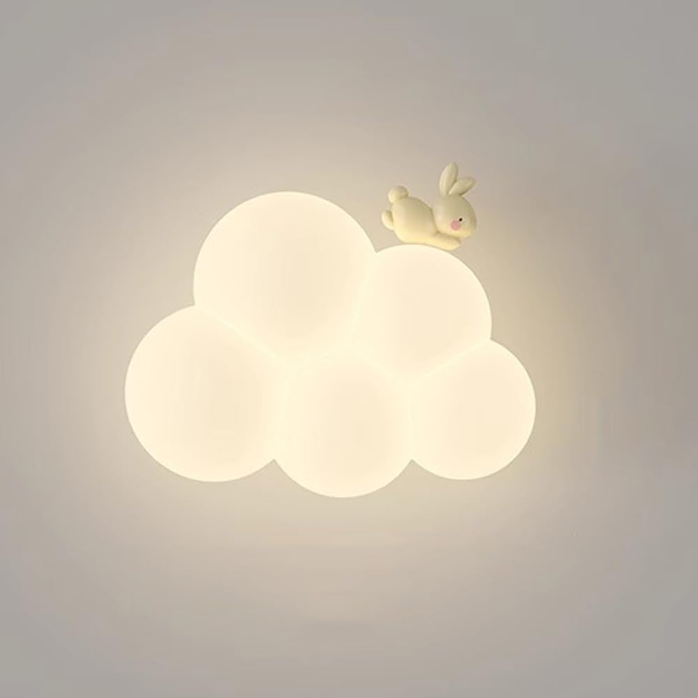 Appliques Murales Enfants Nuage LED à Intensité Variable Chambre Fille Abat-Jour Blanc