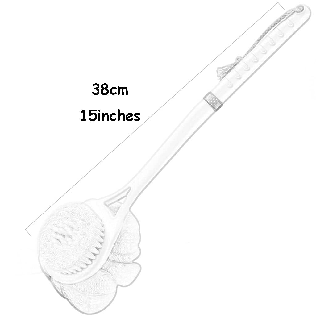 Cepillo para el Cuerpo Exfoliante Cepillo para la Espalda con Bola de baño de cerdas de Doble Cara para el hogar, Cepillo para el Cuerpo con cerdas Suaves PBT y Mango de PP Antideslizante,