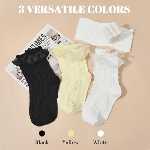 Image of Komorebi Ruffle Socks Woman-Lace Frilly Socks Women-Soft Cotton Cute Sock for Women Girls