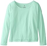 One Step Up Big Girls' Solid Top with Crochet Lace Hem