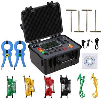 MeterTo Digital Double Clamp Multi-function Grounding Resistance Tester ES3002 Soil Resistivity Voltage Meter Resistance 0.01Î©ï½ž30.00kÎ© Soil 0.00Î©mï½ž9999kÎ©m Grounding AC 0.00ï½ž100.0V AC 0.0mAï½ž1000A