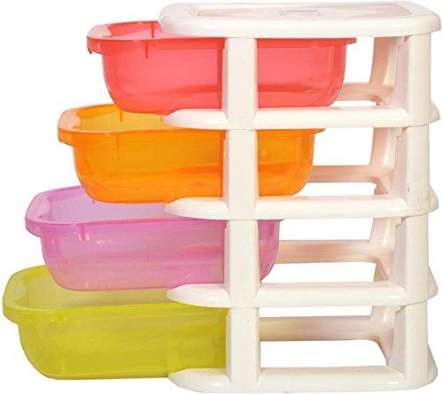sonickarts 4 Layers Mini Desktop Drawer Storage Box Sundries Case Small Objects Cosmetics Desktop Organizer (13 L x 17 W x 15 H cm, Multicolor)