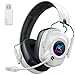 Krysenix KGH2 Gaming Headset Wireless für PS5, PS4,PC, Mac, Switch, 2.4GHz Gaming Headset mit Mikrofon, Noise Cancelling Kabelloses Kopfhörer mit LED-Lichtern, 40H Akkulaufzeit, Reines Weiß