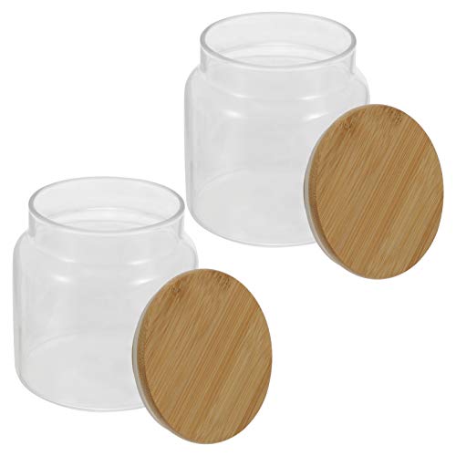 Garneck 2 Piezas Tarro De Almacenamiento De Vidrio Contenedores De Especias Recipientes Con Tapas Contenedor De Sal Frascos De Boticario Etiquetas De Tarros De Especias Madera