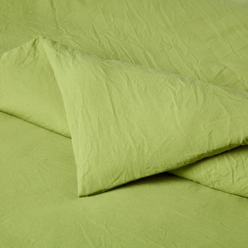 Image of Amazon Basics Soft Brushed Microfiber Comforter Set with Natural Texture, 2-Piece, Twin /Twin XL, Green