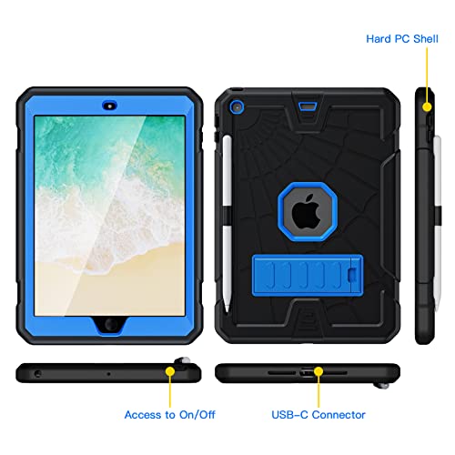 SIBEITU iPad 5th Generation Case for Kids | iPad 6th Generation Cases with Stand | iPad 9.7 Case W/Pencil Holder 2018/2017 | Slim Shockproof Protective Case for iPad 9.7 inch 5th/6th Gen