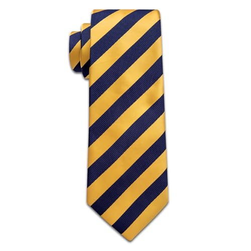 Image of YourTies Striped Ties for Men Classic Woven Silk Necktie with Handkerchief Cufflinks Set Formal Business Party Wedding