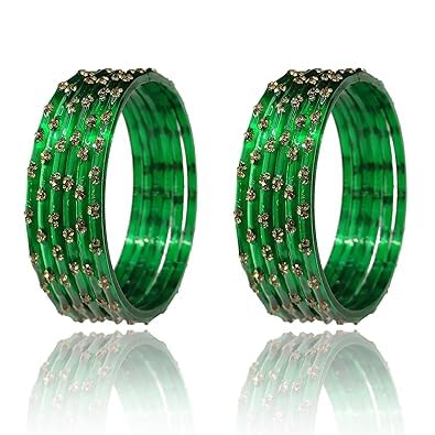GenericCrown Export Glass Bangles Set For Women & Girls | Stylish & Glossy Finished Glass Bangles | Zircon Stone Women's Bangles | Daily Use/Office/Wedding Bangles