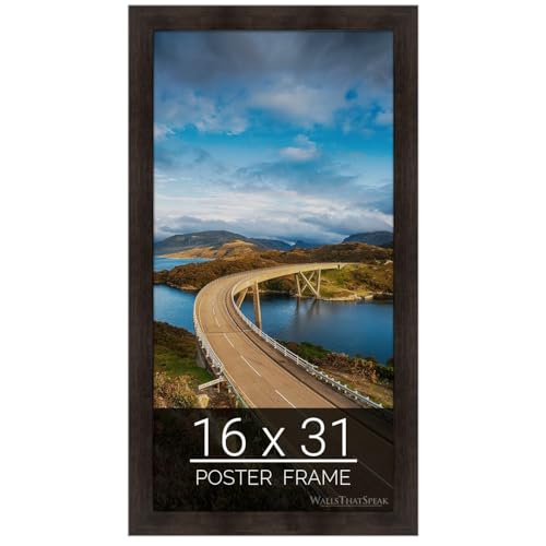 wallsthatspeak 16x31 Espresso Brown Picture Frame for Puzzles Posters Photos or Artwork