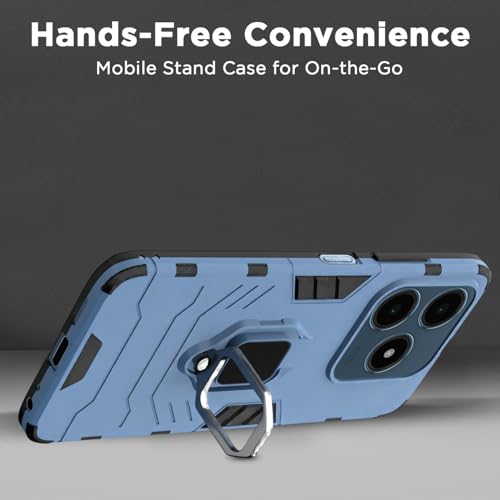 Image of Pikkme Back Cover for Realme C63 4G | 360 Protection | Ring Holder | Kickstand | Tough Armor Case (Blue)