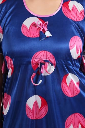Image of Fabme Women's Satin Plain Kaftan Top & Pyjama Set