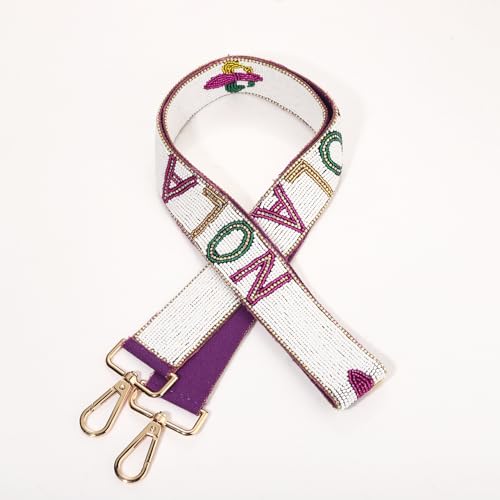 Image of NLCAC Beaded Purse Strap Replacement Crossbody Bag Strap Mardi Gras Valentines Day Holiday Crossbody Strap for Bags