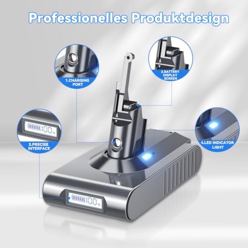 Image of 10000mAh High Capacity 21.6V for Dyson V8 SV10 Battery with LCD Display