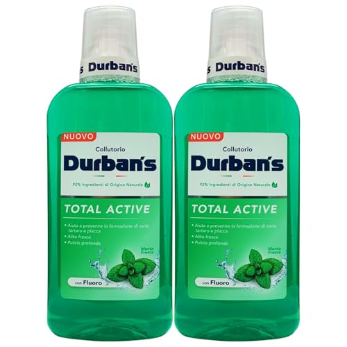 Collutorio TOTAL ACTIVE Con Fluoro, Gusto Menta Fresca. Aiuta a Prevenire La Formazione Di Carie, Tartaro e Placca. Rinfresca L'Alito, Pulizia Profonda 500ml (2 Flaconi)