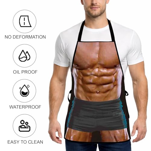 MUNSKT Kochschürze Lustig,Sexy Kochschürze für Männer,Lustige Muskel, Schürze Wasserdichte für Party Costume Grill (Flache Unterhose)