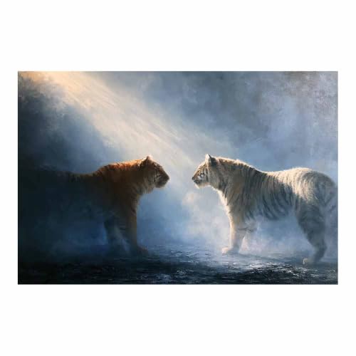 Tigres jumelles scène brumeuse PUQAAEO tableau d'art décoration salon