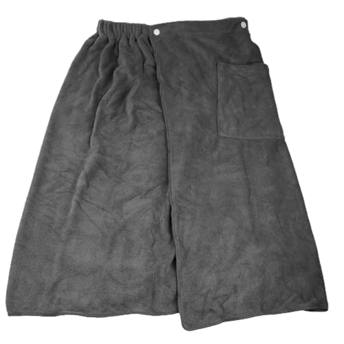 Men's Absorbent Shower Wrap with Snap Closure and Pockets
