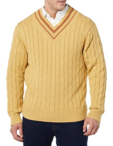 Amazon Essentials Men's Cable Knit V-Neck Sweater4