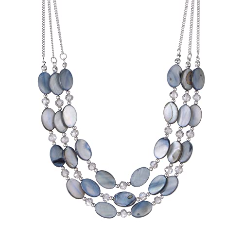 FULU AUTUMN Layered Beaded Necklaces for Women Chunky Statement Necklace Silver Chain Fashion...