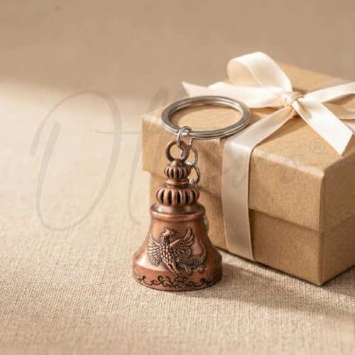 Image of OTTAVO Guardian Bell Keychain, Oxidized Copper, Tibetan Style, 5 cm Height, Good Luck Charm