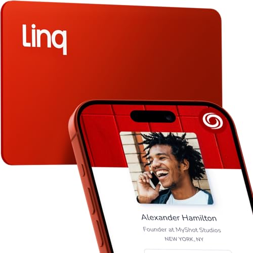 Linq リードキャプチャ用スマート名刺 - タップで連絡先情報を共有 - パーソナルネットワーキングNFCカード(レッド)