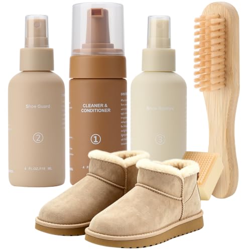 UGTUGT Suede Cleaner Kit,Suede Shoe Cleaner Kit with Shoe Cleaner,Shoe Waterproof,Shoe Contioner,Shoe Cleaning Brush & Suede Eraser for Suede,Nubuck,Sheepskin,Ugg Boots,Snow Boots,or all Suede Items