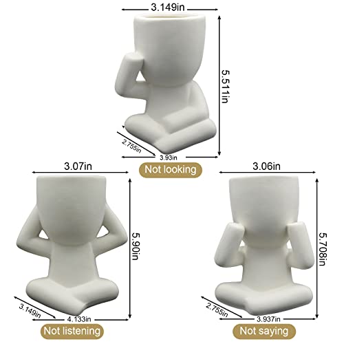 Weweow Succulent Pots, Small Plant Pots With Creative Human Shape, Ceramic Planter For Indoor Plants Succulents Plants Cacti Air Plants Creation Diy, Cute Desk Plants Pot For Office Home Decor #TOP3