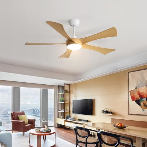 Sofucor 52-Inch Modern Ceiling Fan with Remote and Dimmable LED Light for Indoor and Outdoor Use